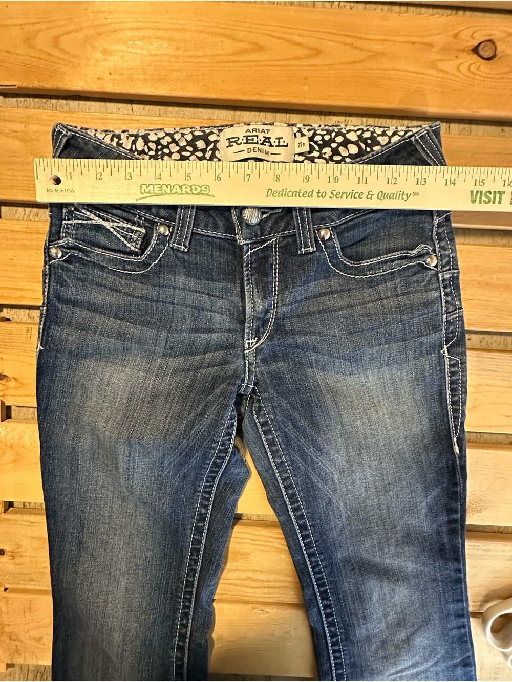 Ariat REAL Denim Jeans Womens 27R Boot Cut Stone Wash Western Cowgirl - Picture 4 of 6